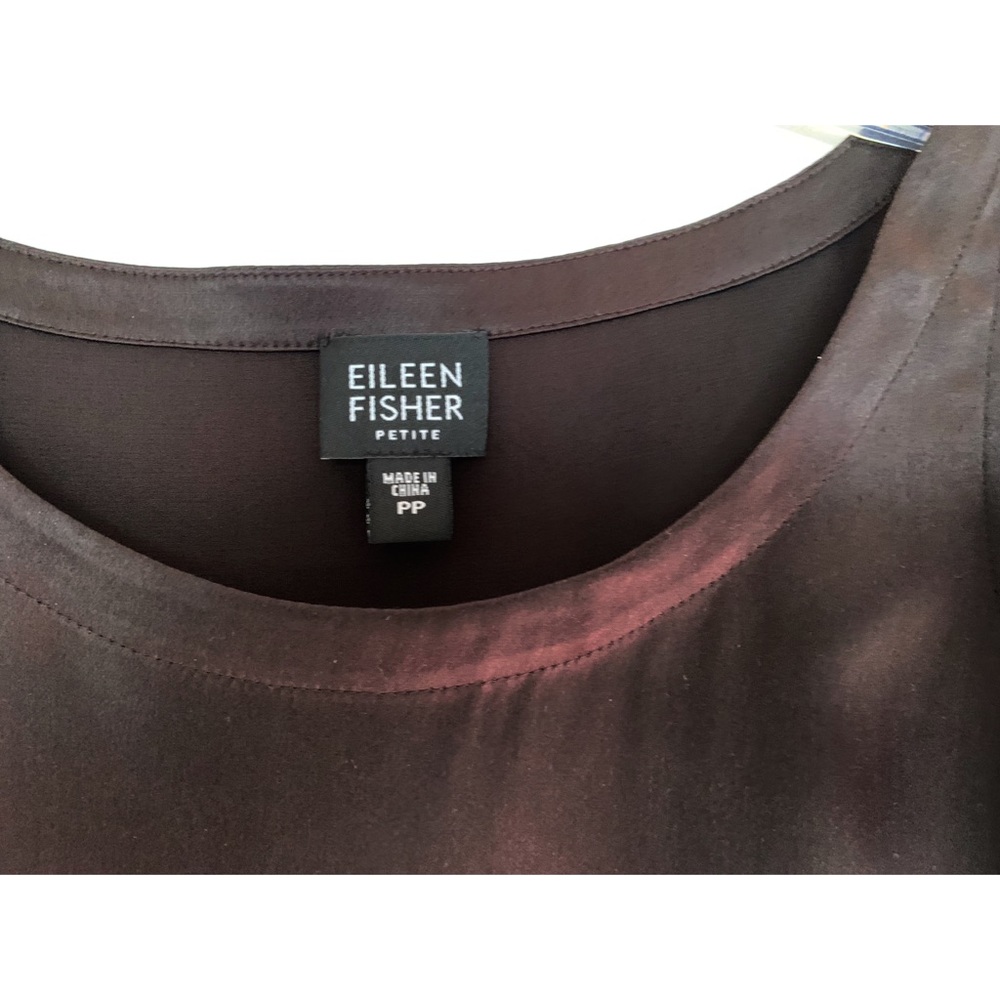 Eileen Fisher Brown Silk Sleeveless Blouse Top - Picture 5 of 9